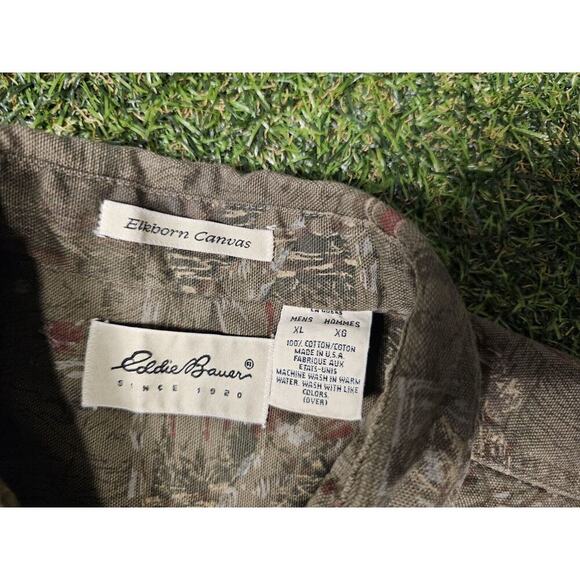 VTG Mens Eddie Bauer Outdoor Cabin Hunting Fishing Elkhorn Canvas Shirt XL - Picture 3 of 6